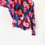 ZARA Draped Floral Print Long Sleeve Cropped Top Photo 3