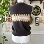 Vintage Fairway Women's Size Small Argyle Sweater Vest Chocolate Brown Earthy Photo 2