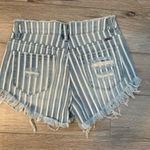 KanCan USA NWOT Kancan Hi Rise Striped Jean Shorts Destroyed Fringe Raw Hem Distressed Photo 5