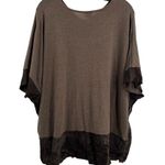Ecru  Boxy Top Medium Oversized Brown with Suede Trim Lagonlook Photo 1