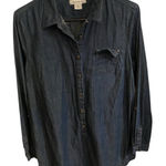 Liz Claiborne Dark blue Denim Tunic Half Button long sleeve Quarter sleeve Fall Photo 0