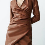 ZARA NWT faux leather dress. Mini size M. Gorgeous rich chocolate brown! Ptp 17” Photo 0