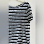 Talbots T by  Black & White Striped Heathered Short Sleeve Tee Twist Keyhole Back Photo 6