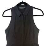 AllSaints Black Sleeveless Shirt Dress Italian Cloth Button Front Pockets Size 2 Photo 3