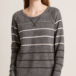 Poof Apparel Poof grey and white striped sweater size medium Photo 0