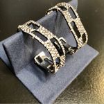 Alexis Bittar 10K White Gold Plated Crystal Hoop Earrings Pavé Checkered Hoops Photo 2