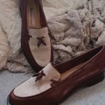 Etienne Aigner Vintage 1970 Burgundy Leather And Cream Loafers Photo 4