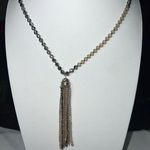 Saylor  Silver Beaded Tassel Necklace Photo 0