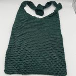 Crochet Knit Shoulder Bag Green Lined Handmade Tote Bag Purse Photo 0