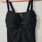 Catalina  Women's Swim Twist Front Bandeau Tankini Top Size 1X Black Photo 0
