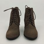 Forever 21 Vegan Faux Suede Lace-Up Wedge Ankle Booties in Taupe Brown | Size 7 Photo 3