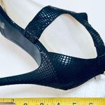 BCBGeneration Heels Womens 8M Mavel X Snakeskin Black Fabric Back Zip Stiletto Photo 0