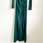 Boohoo Dark Green Long Sleeve High Slit Ruched Side Maxi Dress sz 8 Photo 5