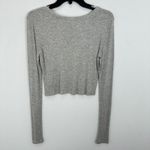 BP Gray Long Sleeve Crop Top Ribbed Knit Casual Womens Size L Everyday Basics Size L Photo 4