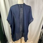 Steve Madden  Navy Blue‎ Crochet Lace Trim Sheer Kimono Cardigan OSFM Photo 6