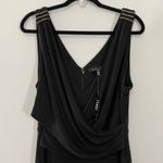 White House | Black Market NWT WHBM Jumpsuit Shirred Shoulder Black Matte Jersey LP Women's Large Petite Photo 8