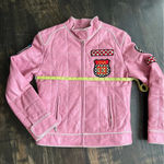 Marcia Collection Cafe Racer Pink Black Leather Women's Motorcycle Jacket Small Photo 1