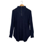 RDI New  Sweater Womens M Quarter Zip High Neck Long Sleeve Waffle Knit Blue Photo 1