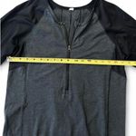 Lululemon heather dark grey and black 3/4 sleeve half zip top Photo 2