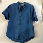 Madewell  Denim Chronicle Button-Down Short Sleeve Shirt Oversized Boxy Textured Photo 3