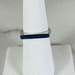 Silver Black Flat Top Stone Inset Ring Sz 6.75 Photo 0