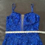 Women’s Blue Sparkly Mermaid Fit Prom Party Dress Criss Cross Straps Size 6 NWOT Photo 6