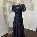 Romantic Goth Vintage Whimsygoth Sequin Black Burgundy Purple Lace Midi Dress S Photo 5