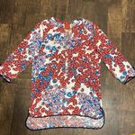 Tracy Negoshian Tunic Top Size Large Red Blue Gold Beach Colorful Photo 1