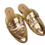 Restricted Chic Rose Gold Metallic Loafer Mules with Gold Bit Detail Size 6.5 Pink Photo 4