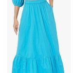 The Drop Ocean Blue Anupa Cotton Tiered Midi Skirt Pockets Womens XXL NWT Photo 2