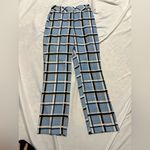 Topshop  Blue Orange Striped Wide Leg Pants Trousers High Rise 6 Photo 2