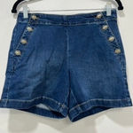 J. McLaughlin ‎ Dominca Shorts 4 NEW FLAWED Denim Chambray Cotton Button Blue Photo 0