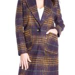 Kensie NWT   Women's Long Plaid Houndstooth Coat with Patch Pockets Woolblend Photo 2