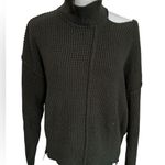 Bobi NWT  Black Shoulder Cut Out Distressed Turtleneck Sweater Army Green Size XL Photo 0
