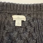 LL Bean Gray Fisherman Cable Tunic Cotton Pullover Crew Neck Sweater LARGE Photo 11