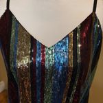 Lavish  Multicolor Sequin Spaghetti Strap Blouse‎ size large Photo 2