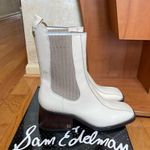 Sam Edelman Dasha Square-Toe Leather Chelsea Boots Cream Ivory US 8.5 Photo 3