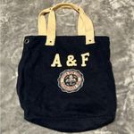 Abercrombie & Fitch Dark Blue Canvas Bag with Cream Handles Photo 0
