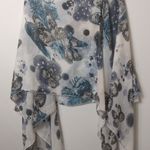 Beautiful M Charcoal and Teal Blue Butterfly Scarf Poncho Top Size M Photo 2