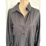 Madewell  $138 Seamed Long-Sleeve Mini Shirtdress in Poplin Black Size 6 NV025 Photo 5