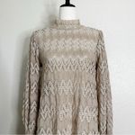 Free People  Simone Crochet Lace Neutral Combo Bell Sleeves Dress, Sz Small Photo 4