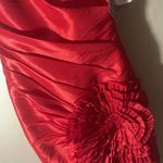 Adrianna Papell Red Satin Ruffle Dress ruched NWT $190 Size 8 Photo 2