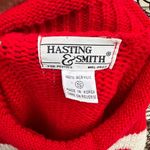 Vintage Red Mock Neck Sweater Wreath Bow Floral Knit Hasting Smith SMALL Photo 3