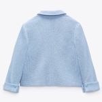 ZARA TWEED WEAVE TEXTURED BLAZER WITH BUTTON DETAILS BABY BLUE SIZE XS NEW Photo 10