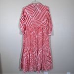 Monoprix Femme Red White Striped Tiered Midi Dress Womens S Prairie Boho Casual Photo 1