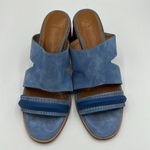 H by Halston  Blue Suede Chunky Heel Sandals Size 8.5 B34 Photo 5