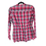 Bit & Bridle Womens Flannel Shirt 100% Cotton Cinch Waist Plaid Purple Pink M Photo 1