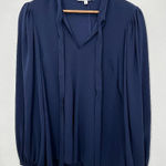 Elizabeth and James  Size Small Navy Blue V Neck Popover‎ Relaxed Fit Blouse Photo 0