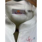 Quacker Factory White Jacket Medium Fish Embroidered Rhinestone Photo 9