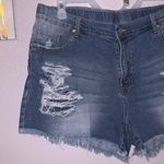 Blue Denim Distressed Mid Rise Summer Jean Shorts Size XXL Photo 1